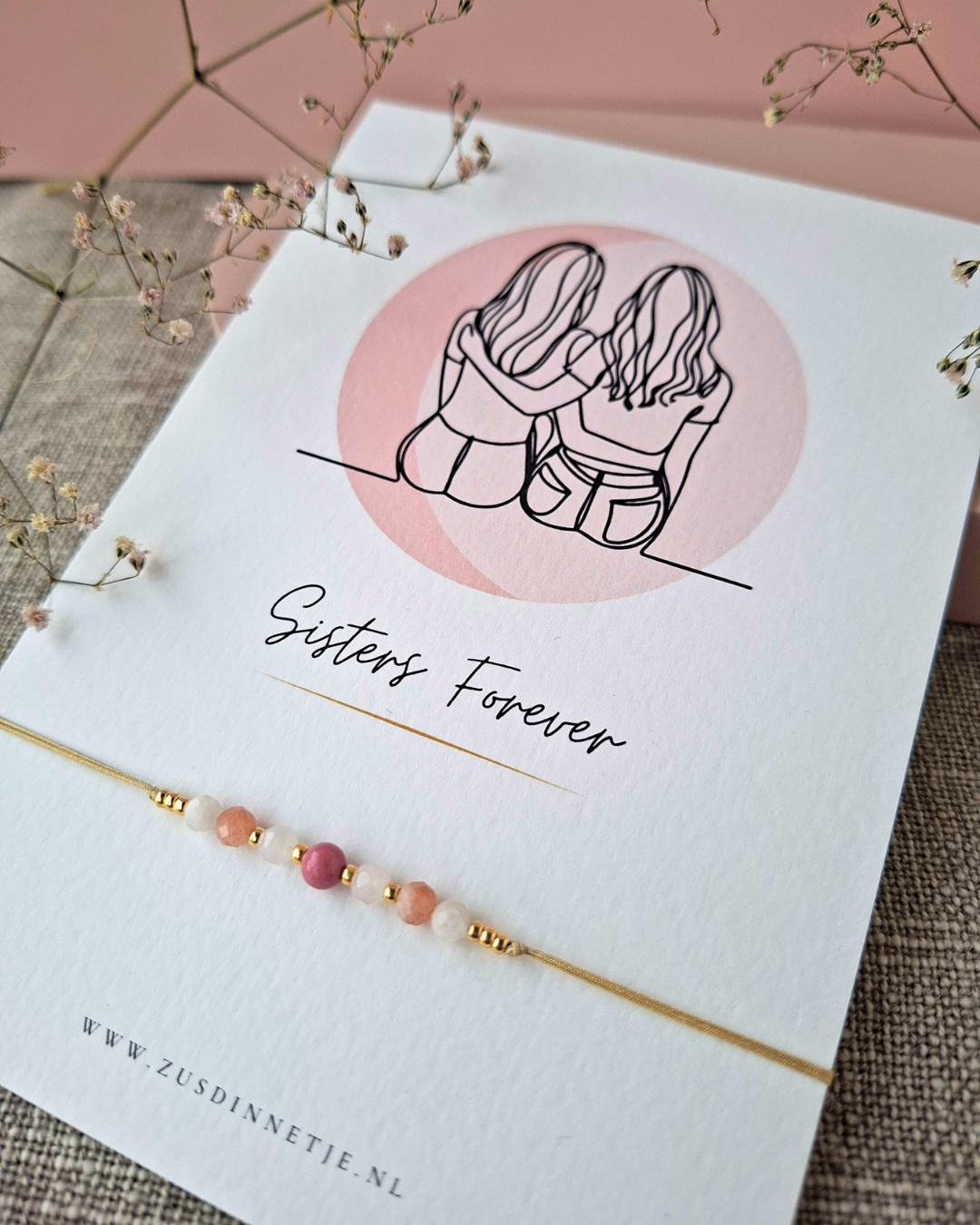 Zussenarmbandje met Edelstenen – Rhodoniet Kraal